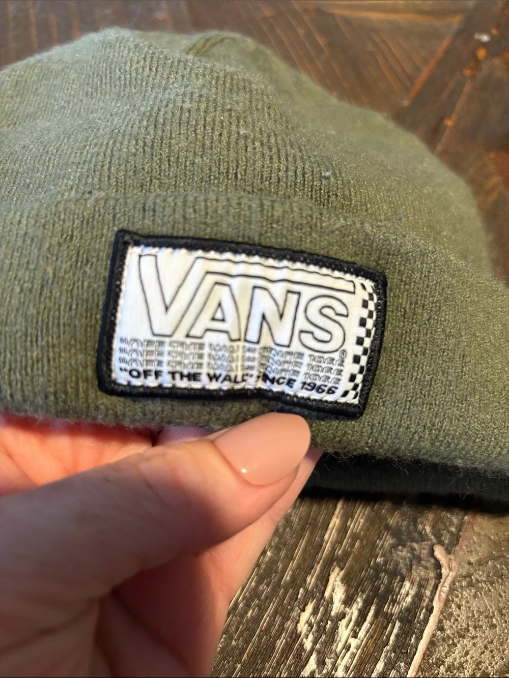 Vans Olive Knit Cuffed Beanie with Logo Patch
